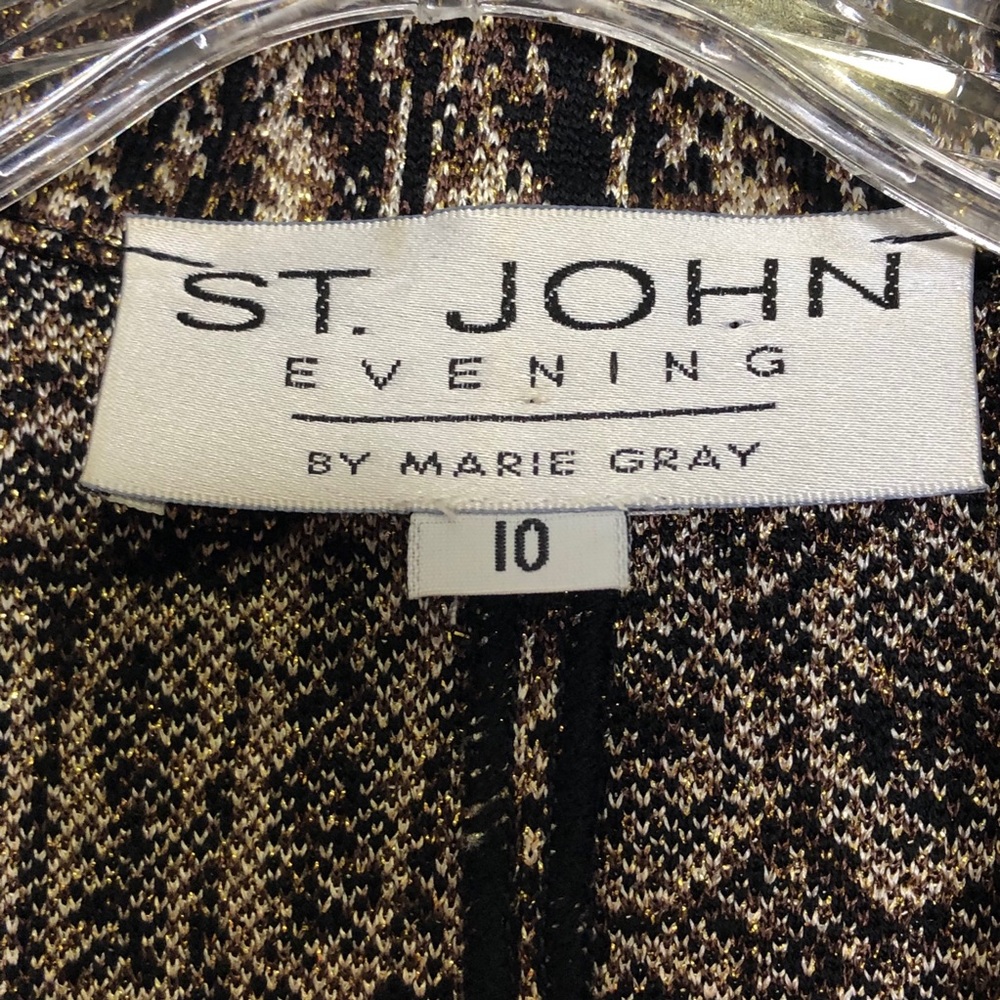 St. John Evening Animal Print Knit Crop Blazer - Picture 8 of 11